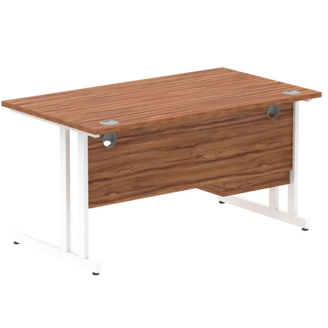 impulse 1400mm cantilever straight desk with single fixed pedestal