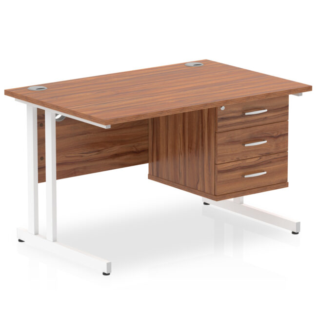 impulse 1200mm cantilever straight desk with single fixed pedestal