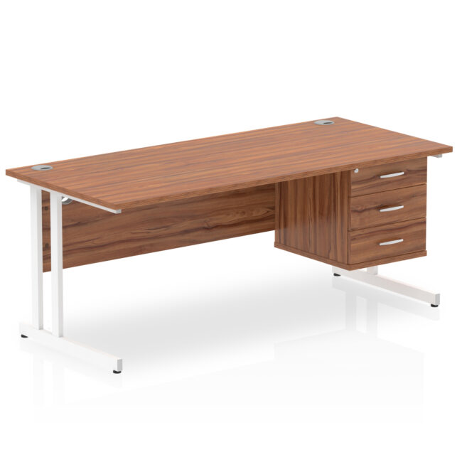 impulse 1800mm cantilever straight desk with single fixed pedestal