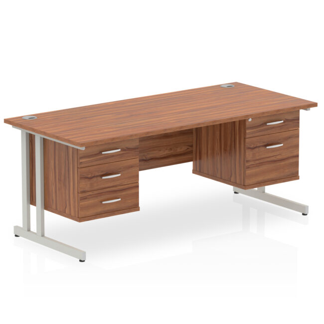impulse 1800mm cantilever straight desk with two fixed pedestal