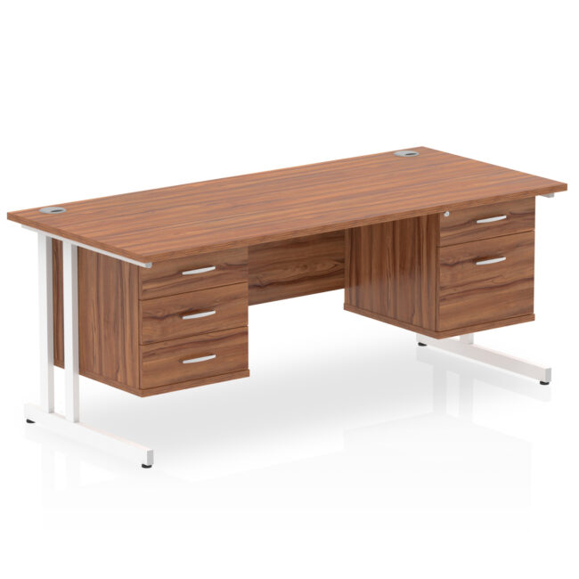 impulse 1800mm cantilever straight desk with two fixed pedestal