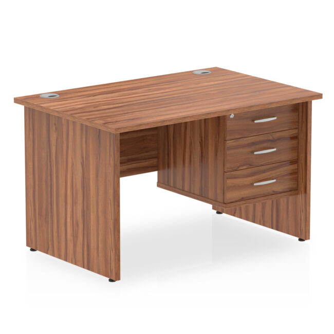 impulse 1200mm panel end straight desk with single fixed pedestal