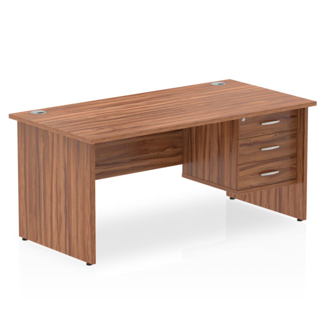 impulse 1600mm panel end straight desk with single fixed pedestal