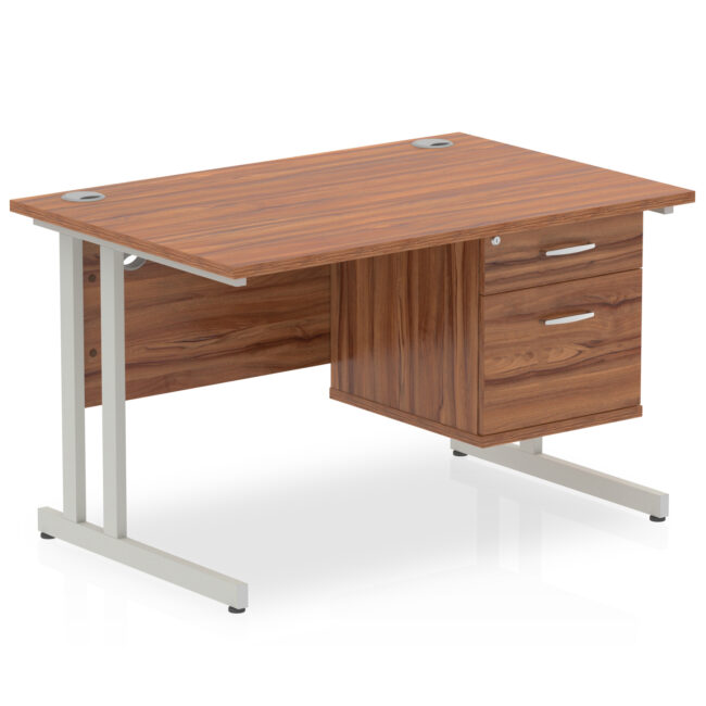 impulse 1800mm cable managed straight desk with single fixed pedestal