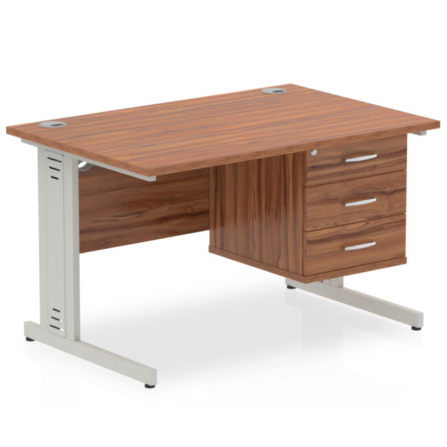 impulse 1200mm cable managed straight desk with single fixed pedestal