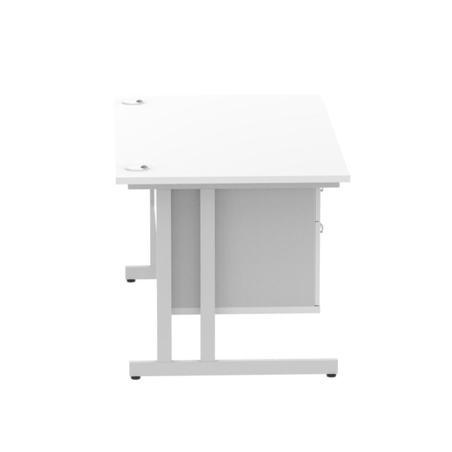 impulse 1400mm cantilever straight desk with single fixed pedestal