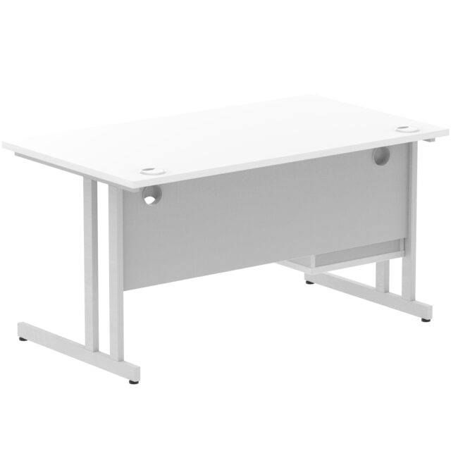 impulse 1400mm cantilever straight desk with single fixed pedestal