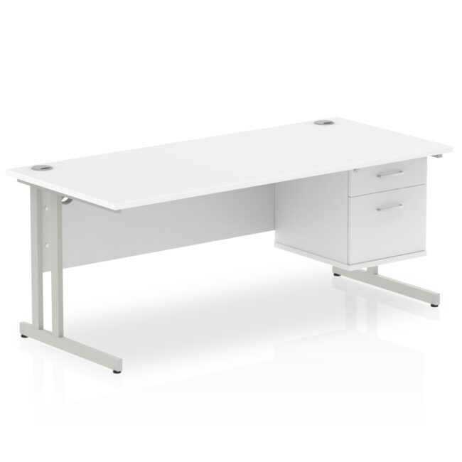 impulse 1800mm cantilever straight desk with single fixed pedestal
