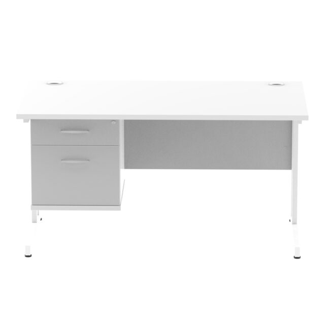 impulse 1400mm cantilever straight desk with single fixed pedestal