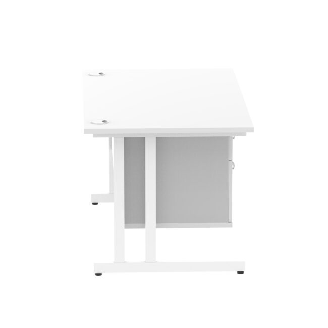 impulse 1400mm cantilever straight desk with single fixed pedestal