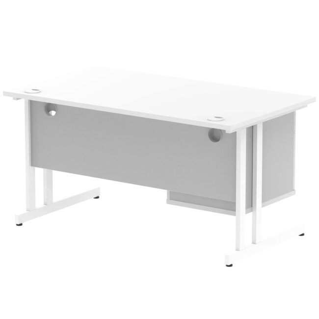impulse 1400mm cantilever straight desk with single fixed pedestal