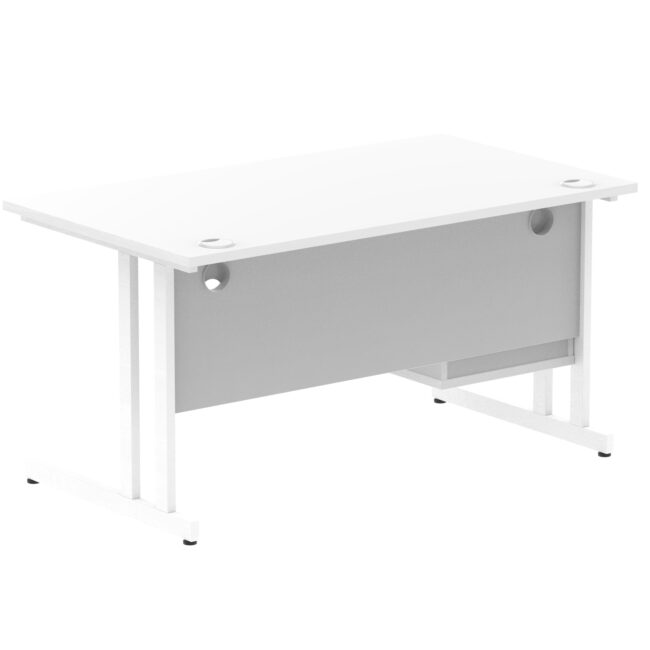 impulse 1400mm cantilever straight desk with single fixed pedestal