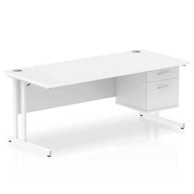 impulse 1800mm cantilever straight desk with single fixed pedestal