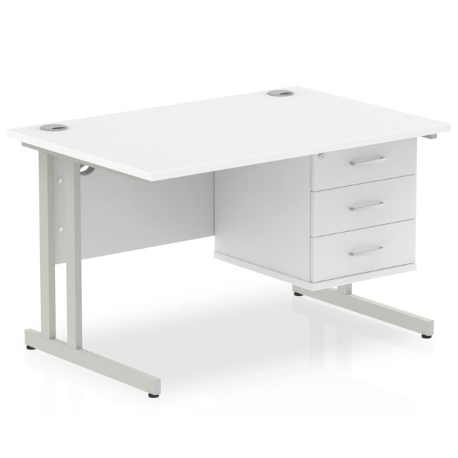 impulse 1200mm cantilever straight desk with single fixed pedestal