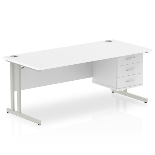 impulse 1800mm cantilever straight desk with single fixed pedestal