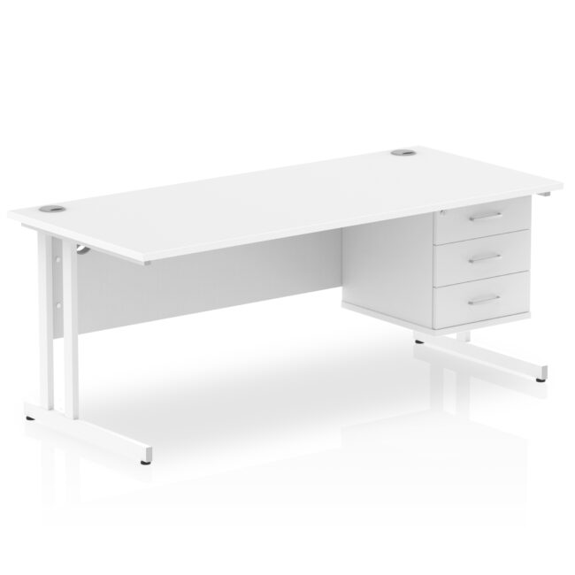 impulse 1800mm cantilever straight desk with single fixed pedestal