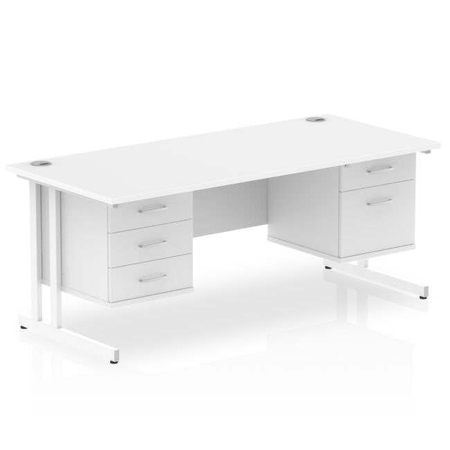 impulse 1800mm cantilever straight desk with two fixed pedestal