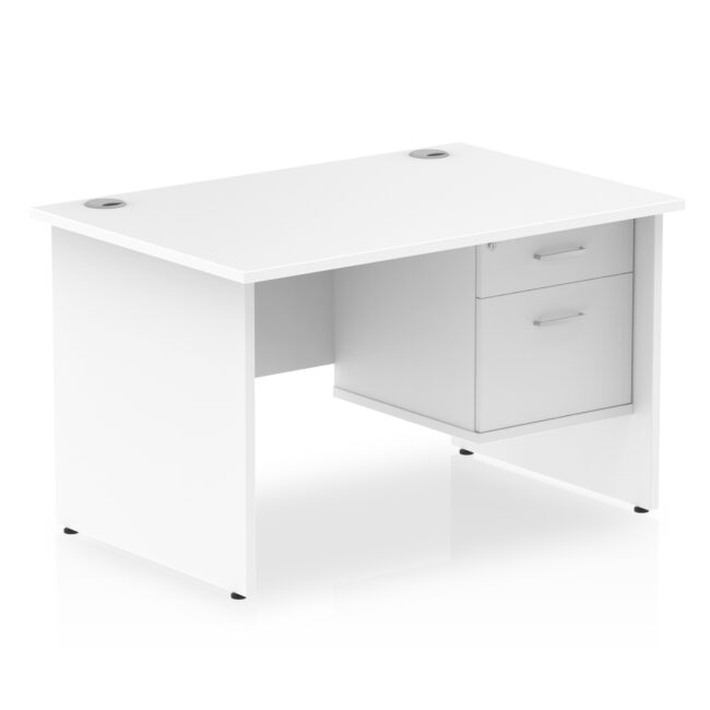 impulse 1200mm panel end straight desk with single fixed pedestal