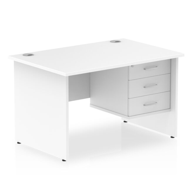 impulse 1200mm panel end straight desk with single fixed pedestal
