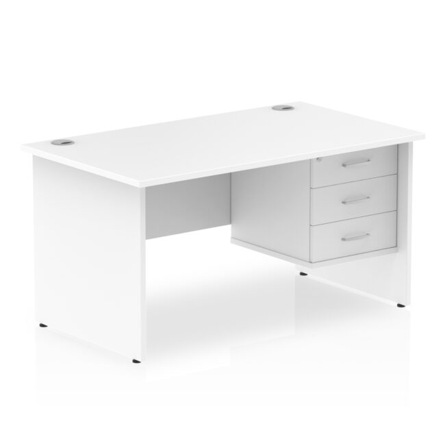 impulse 1400mm panel end straight desk with single fixed pedestal