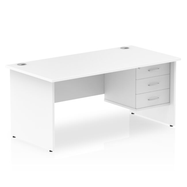 impulse 1600mm panel end straight desk with single fixed pedestal