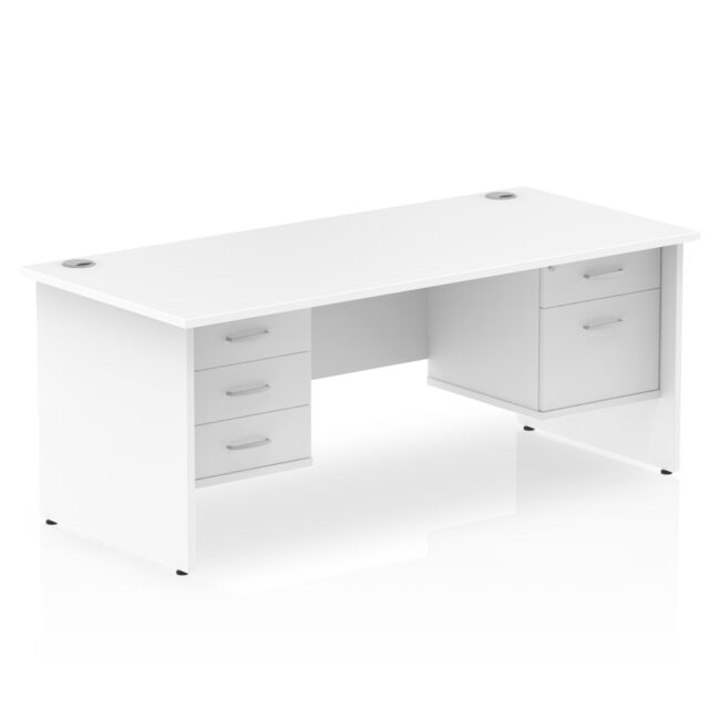 impulse 1600mm panel end straight desk with two fixed pedestal