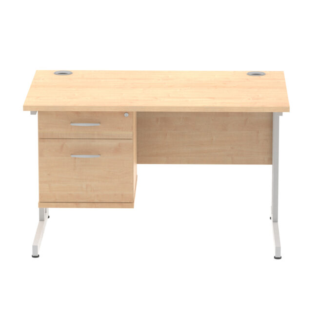 impulse 1200mm cantilever straight desk with single fixed pedestal