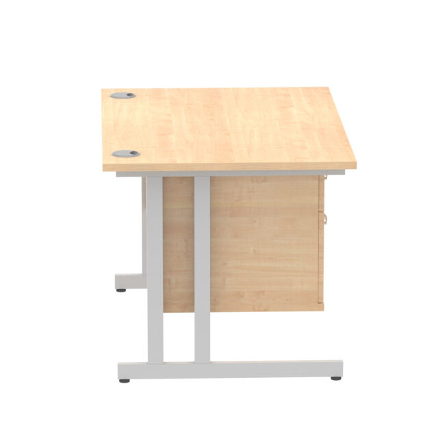 impulse 1200mm cantilever straight desk with single fixed pedestal