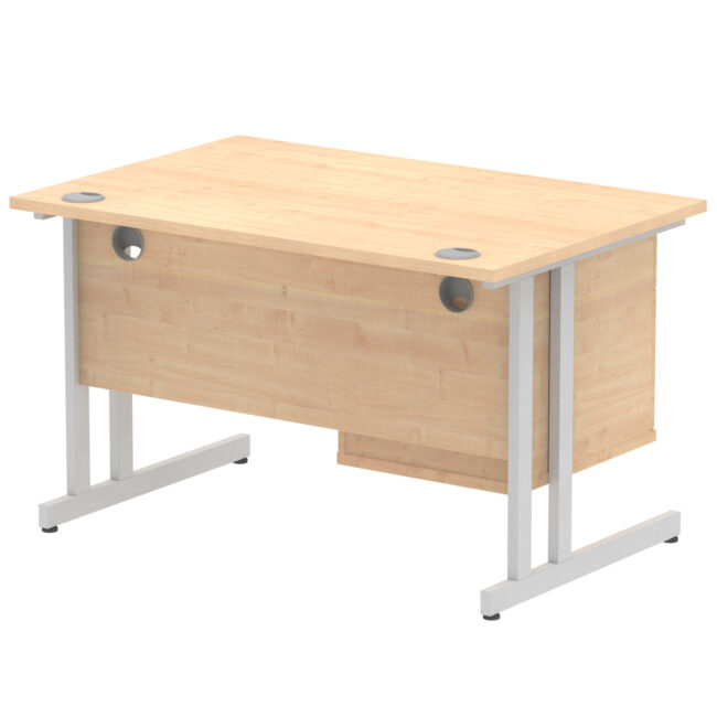 impulse 1200mm cantilever straight desk with single fixed pedestal