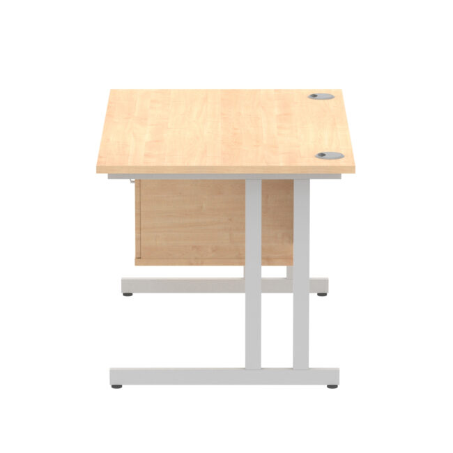 impulse 1200mm cantilever straight desk with single fixed pedestal
