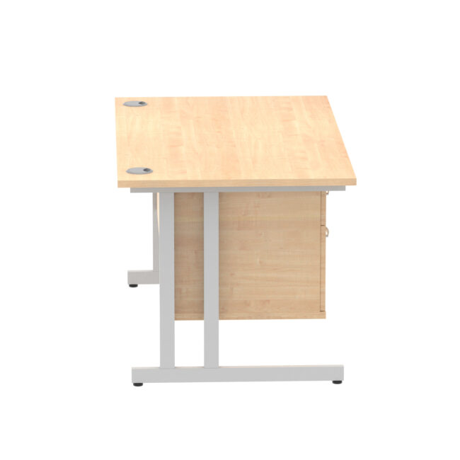 impulse 1400mm cantilever straight desk with single fixed pedestal