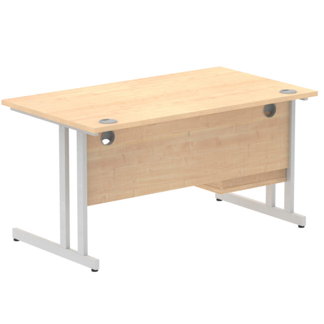 impulse 1400mm cantilever straight desk with single fixed pedestal
