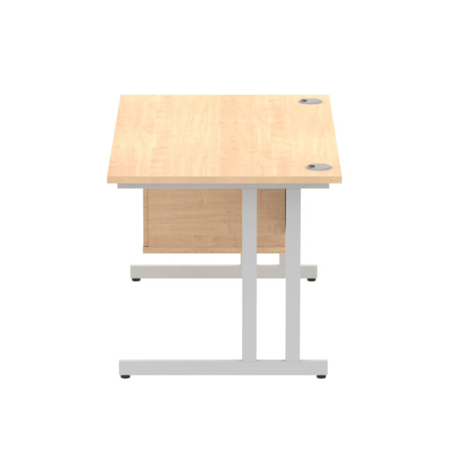 impulse 1400mm cantilever straight desk with single fixed pedestal