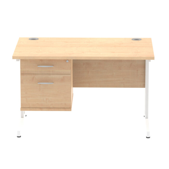impulse 1200mm cantilever straight desk with single fixed pedestal