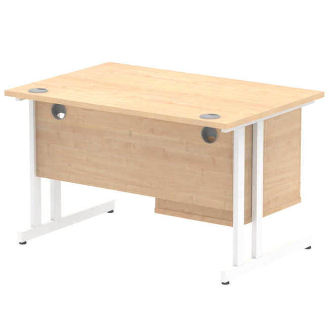 impulse 1200mm cantilever straight desk with single fixed pedestal