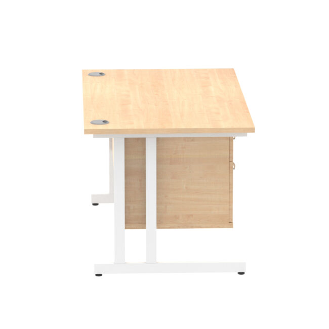 impulse 1400mm cantilever straight desk with single fixed pedestal