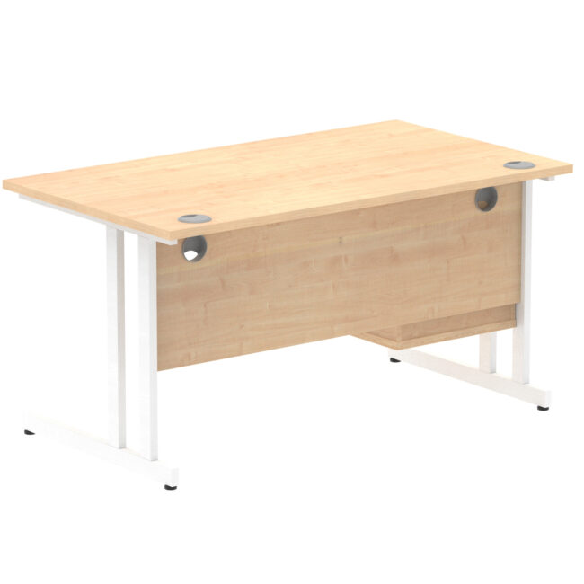 impulse 1400mm cantilever straight desk with single fixed pedestal