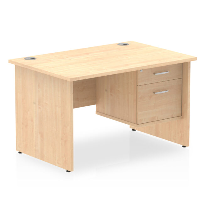 impulse 1200mm panel end straight desk with single fixed pedestal