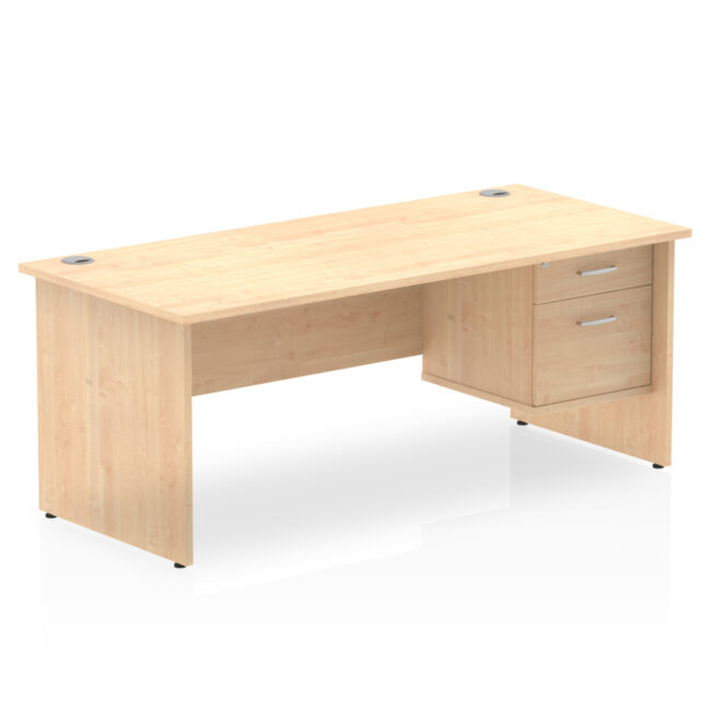 impulse 1800mm panel end straigh desk with single fixed pedestal