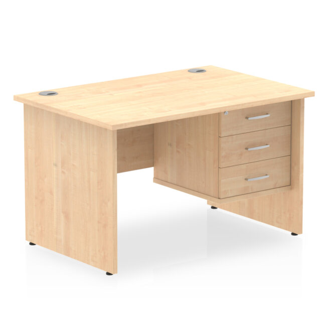 impulse 1200mm panel end straight desk with single fixed pedestal