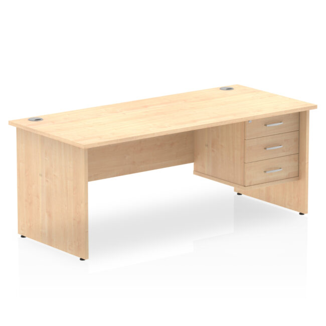 impulse 1800mm panel end straigh desk with single fixed pedestal