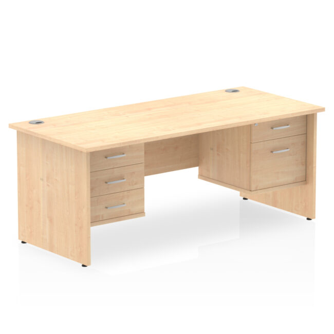impulse 1600mm panel end straight desk with two fixed pedestal