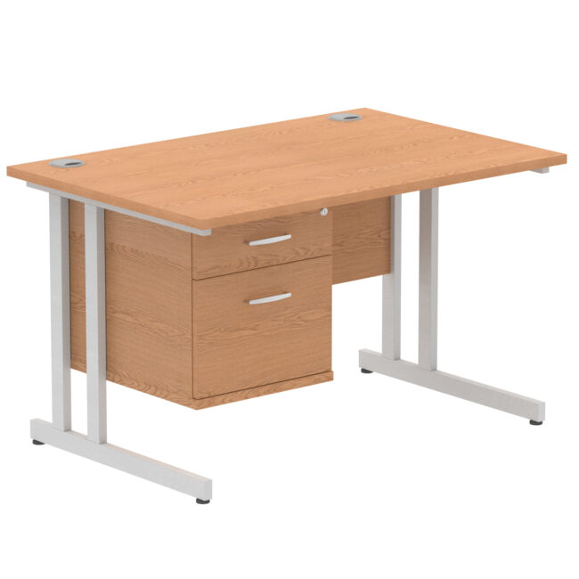 impulse 1200mm cantilever straight desk with single fixed pedestal