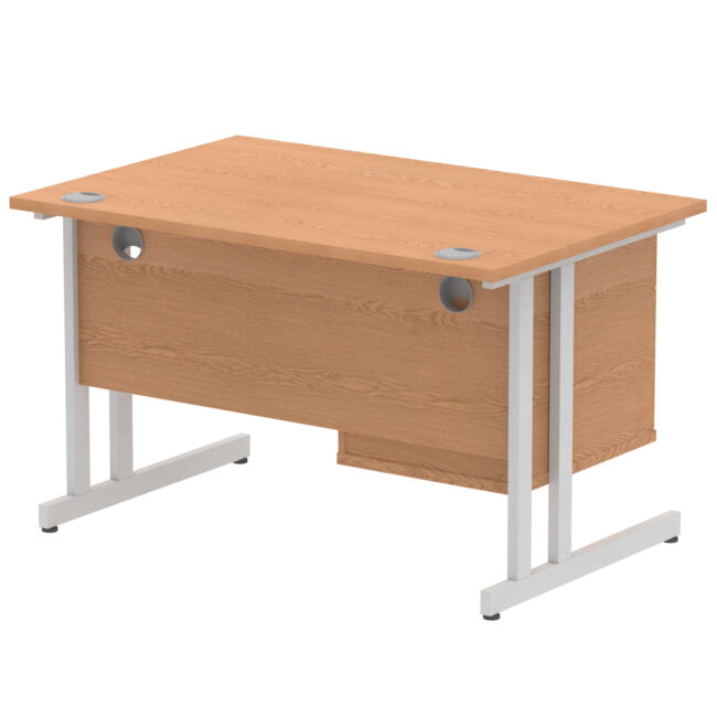 impulse 1200mm cantilever straight desk with single fixed pedestal
