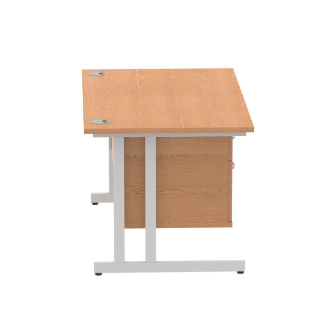 impulse 1400mm cantilever straight desk with single fixed pedestal