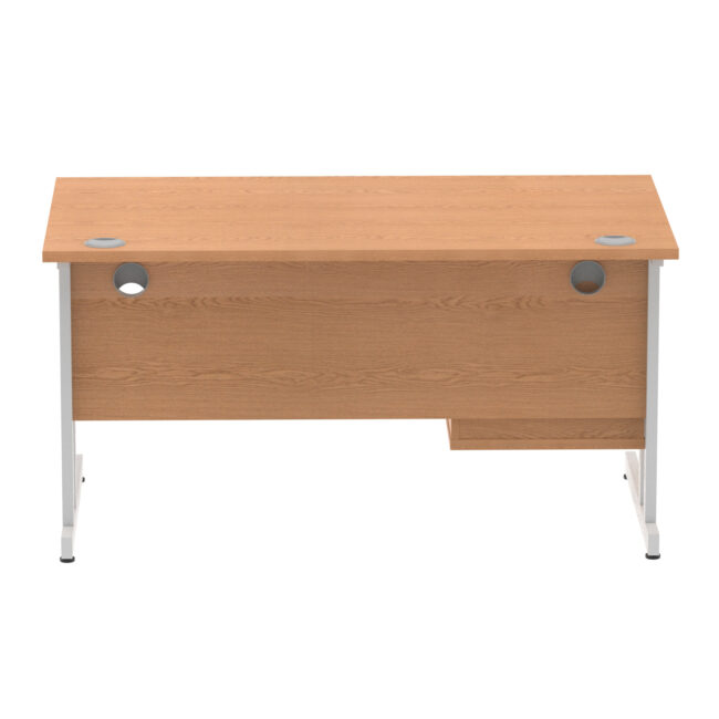 impulse 1400mm cantilever straight desk with single fixed pedestal