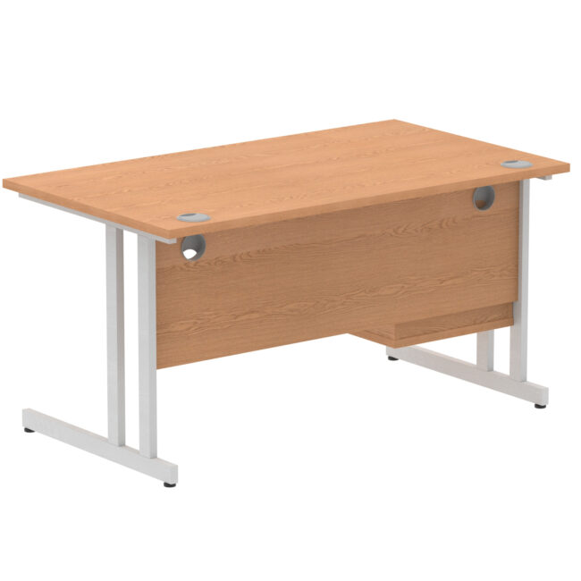 impulse 1400mm cantilever straight desk with single fixed pedestal