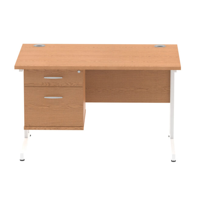 impulse 1200mm cantilever straight desk with single fixed pedestal