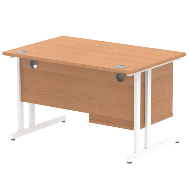 impulse 1200mm cantilever straight desk with single fixed pedestal