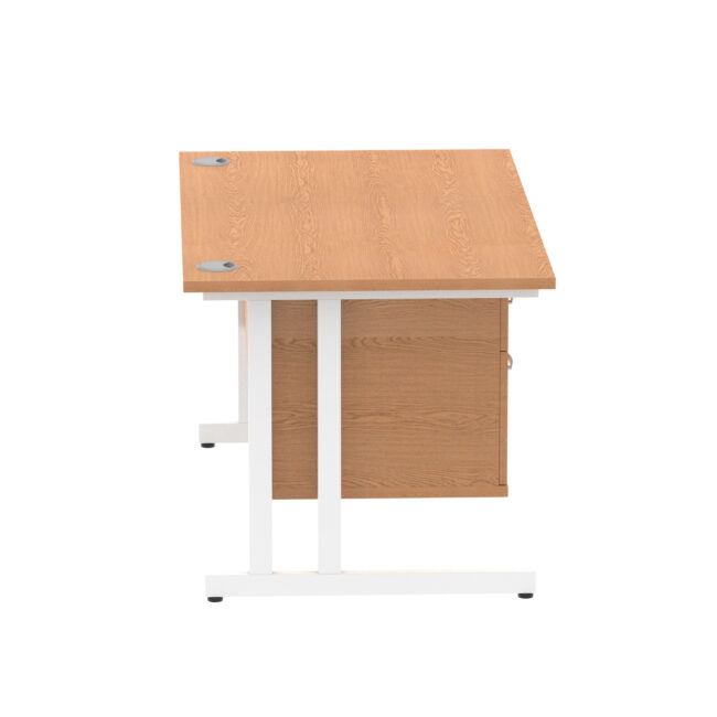impulse 1400mm cantilever straight desk with single fixed pedestal